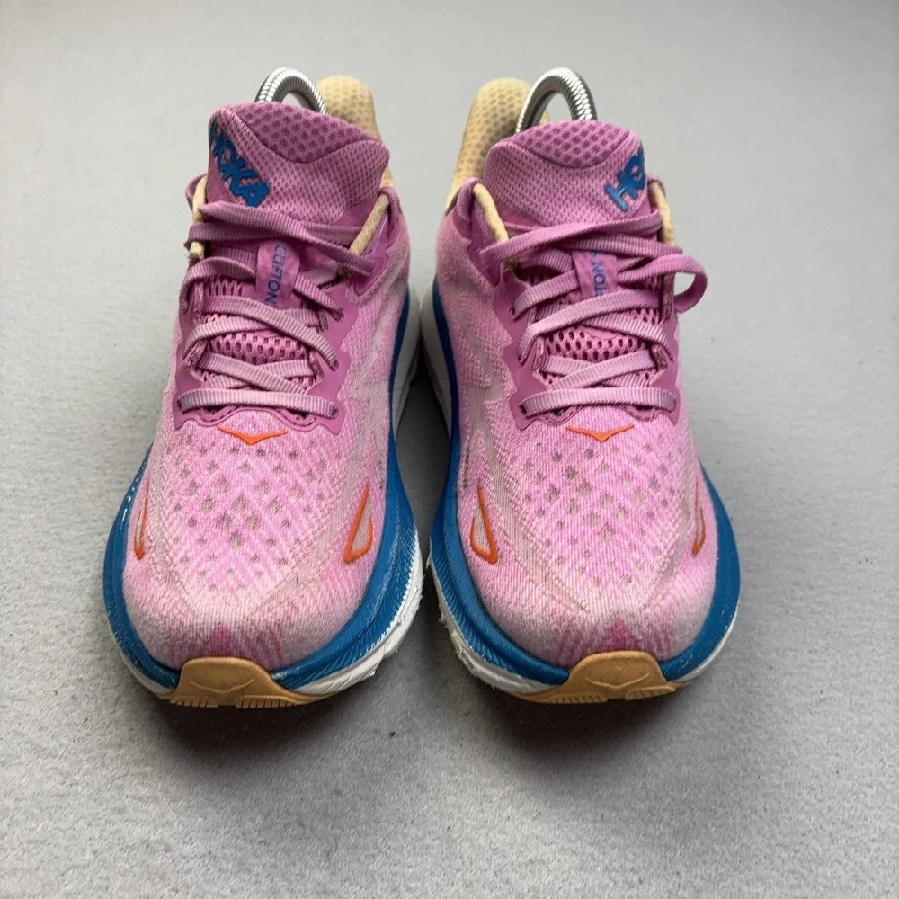 Hoka One One Clifton 9 Shoes Womens Size 6.5 Pink Running Sneakers 1127896 CSLC